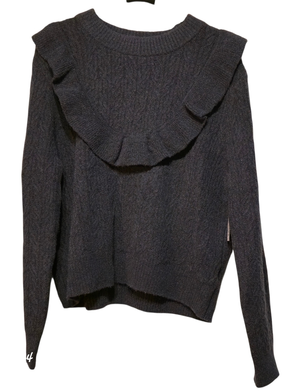 Old Navy Black Ruffle Yoke Crew Neck Sweater